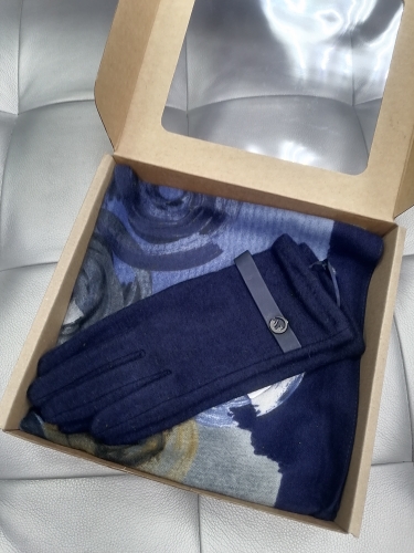картинка Набор платок+ перчатки синие текстильные от магазина Компания+