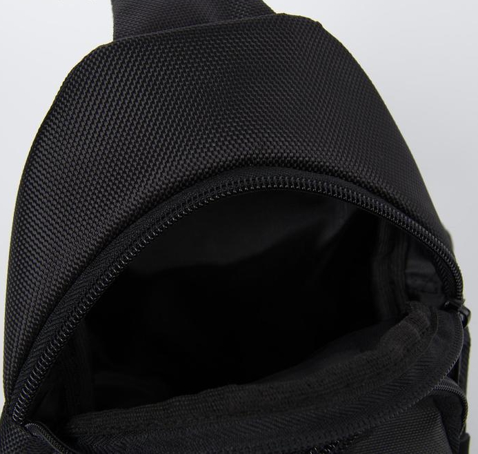 картинка Сумка-слинг, отдел на молнии, наружный карман, регулируемый ремень, цвет чёрный от магазина Компания+