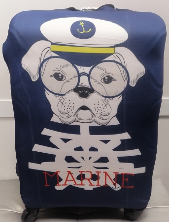 картинка Чехол на чемодан M ( Синий с собакой) от магазина Компания+